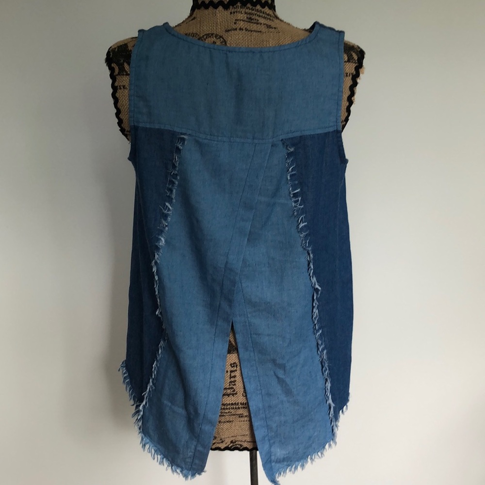 Chambray Tank Top With Open Back - Size S - image 2